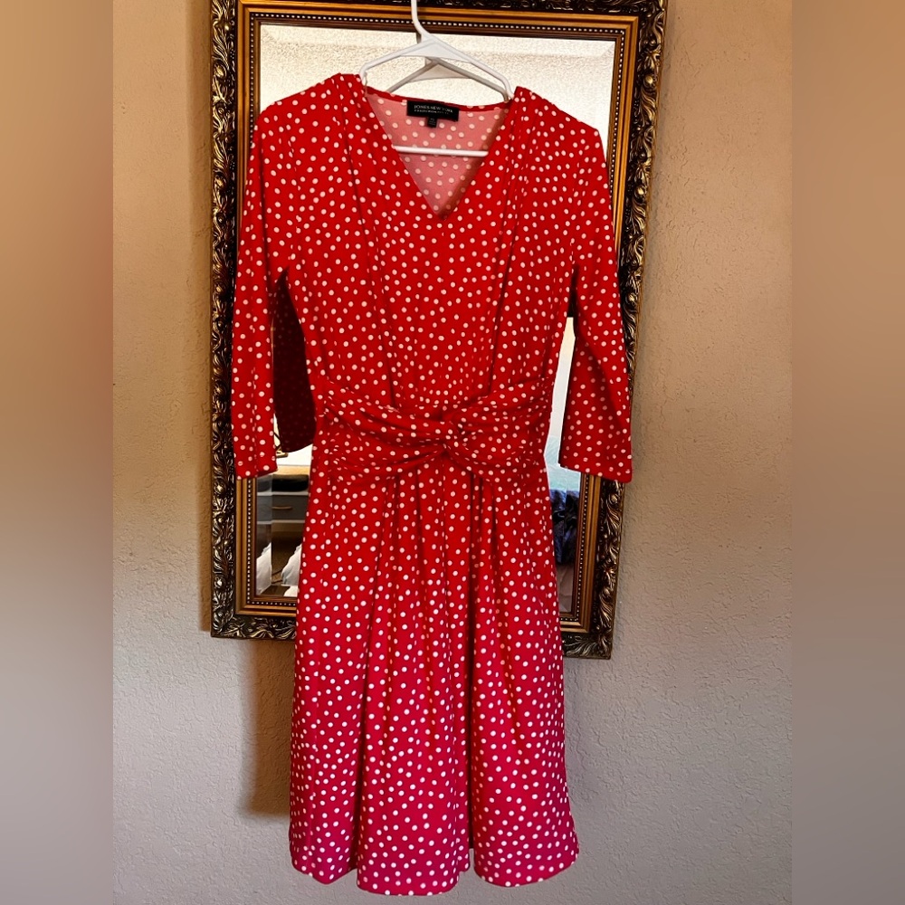 Jones New York pink and white polka-dot dress